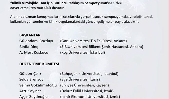 Klinik virolojide tanı için bütüncül yaklaşım sempozyumu Ankara’da düzenlenecek