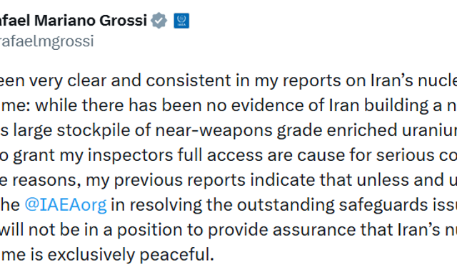 UAEA Başkanı Grossi’den İran açıklaması: Nükleer bomba kanıtı yok ama endişe büyük