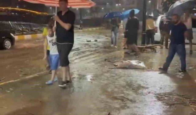 Giresun'da dereler taştı, iş yerlerini su bastı