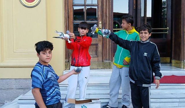 Ankara Palas’ın merdivenlerinde kuş sevgisi
