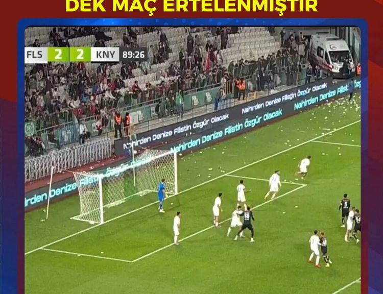 Konya’da Filistin mesajı: 'Filistin özgür olana dek maç ertelenmiştir'