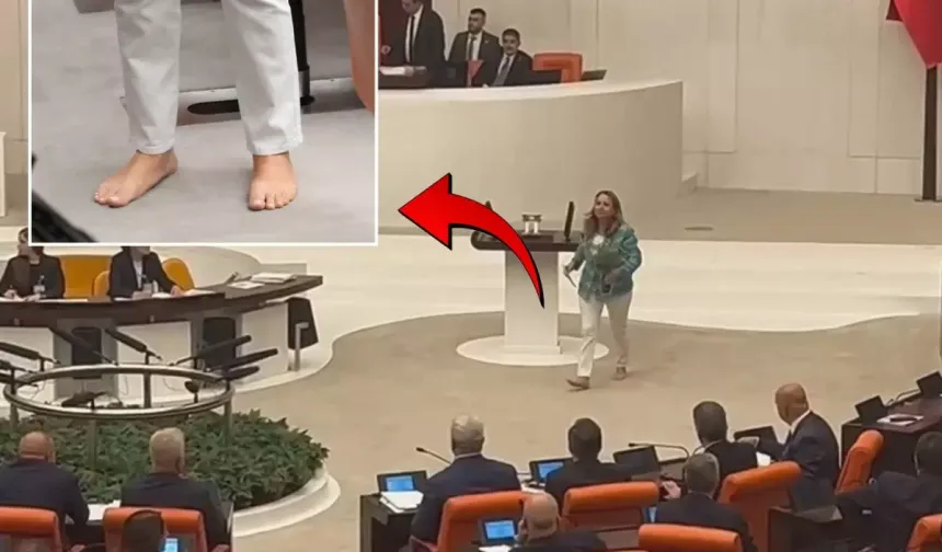 TBMM’de sıra dışı protesto:CHP'li Semra Dinçer Meclis kürsüsüne çıplak ayakla çıktı