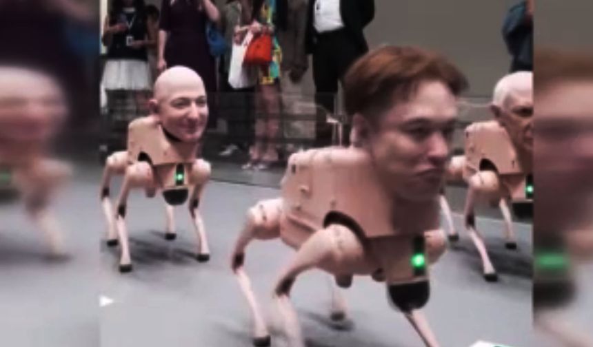 Milyarderlerin yüzlerini taşıyan robot köpekler sergiyi salladı