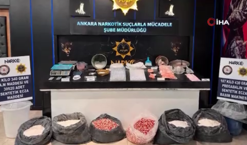 Ankara'de zehir tacirlerine ağır darbe! Bu malzemelerle yüz binlerce hap üreteceklerdi...
