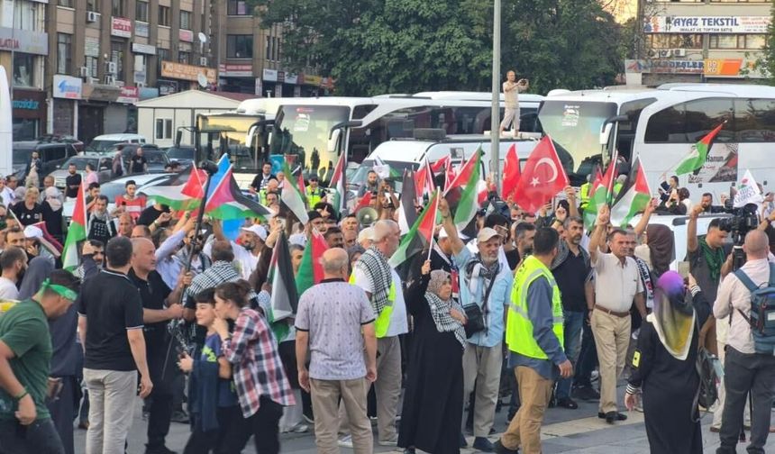 Bosna'dan yola çıkan filistin konvoyu Ankara'da coşkuyla karşılandı
