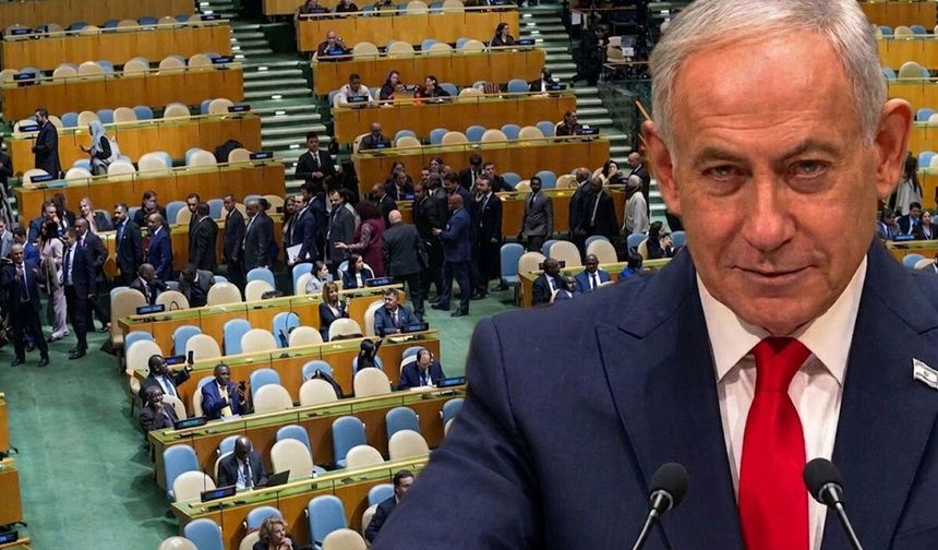 BM’de protesto: Netanyahu kürsüye çıktı heyetler salonu terk etti!