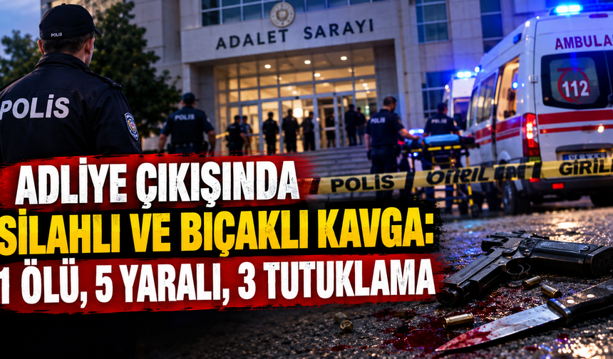 Adliye çıkışında birbirlerine girdiler! Silahlı ve bıçaklı kavgada 1 kişi öldü, 3 kişi yaralandı